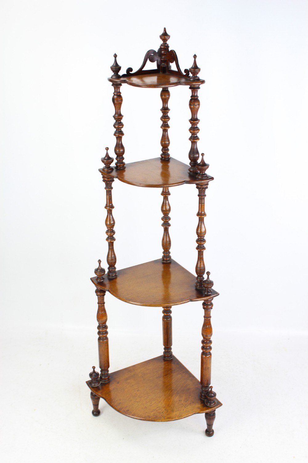 Victorian 4-Tier Oak Corner Whatnot