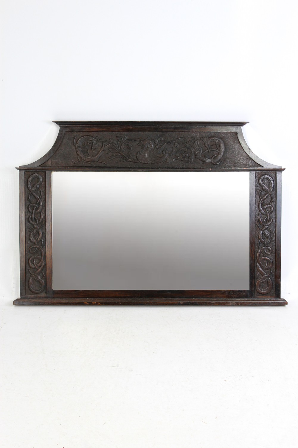Edwardian Arts & Crafts Oak Overmantle Mirror