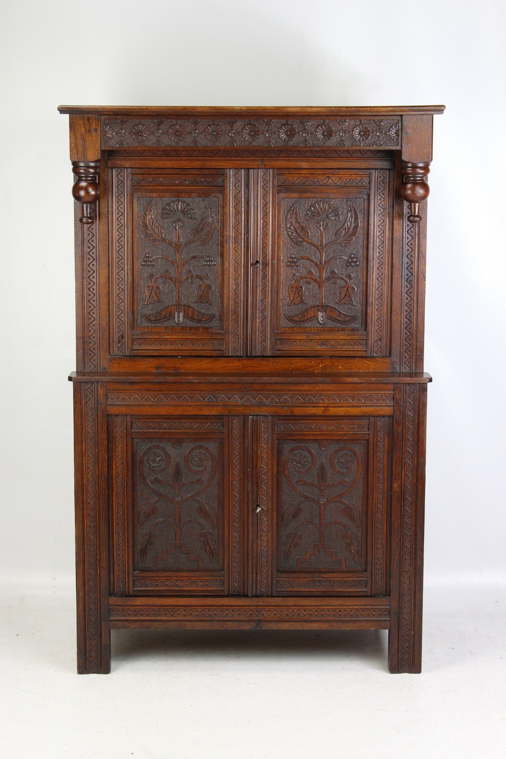 Small Edwardian Oak Court Cupboard
