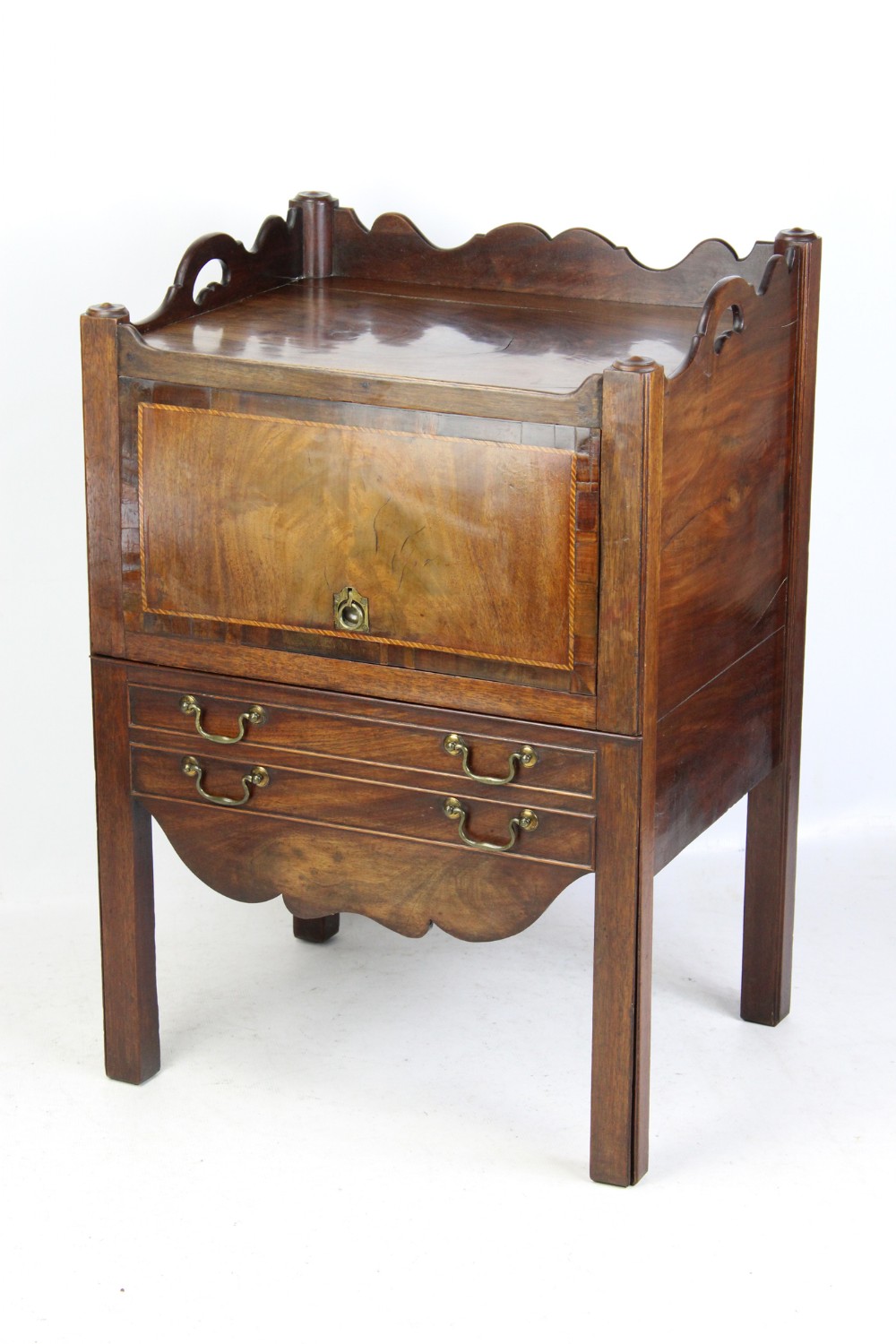 Georgian Mahogany Tray Top Bedside Cabinet