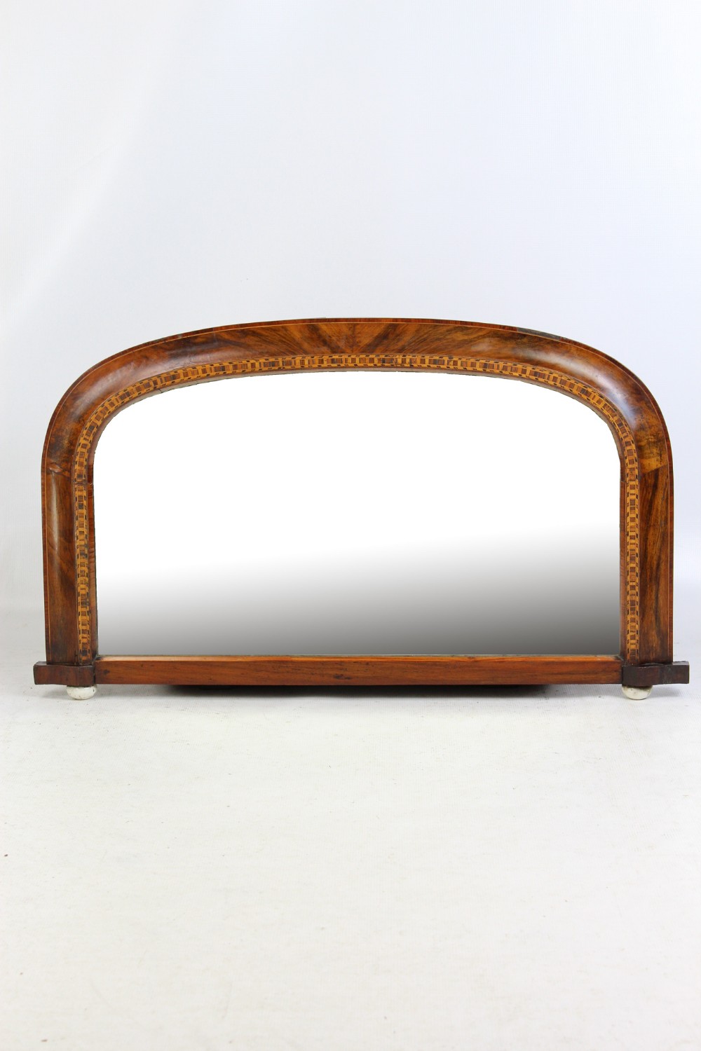 Victorian Walnut & Marquetry Overmantle Mirror