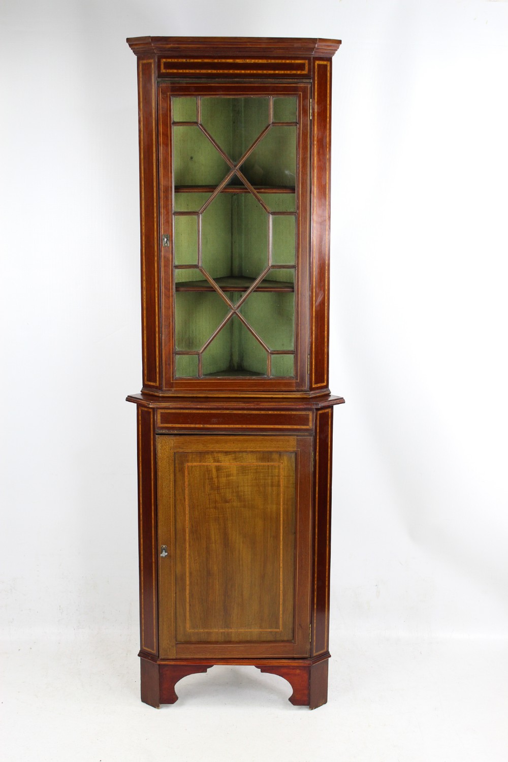 Slim Edwardian Mahogany Standing Corner Cupboard