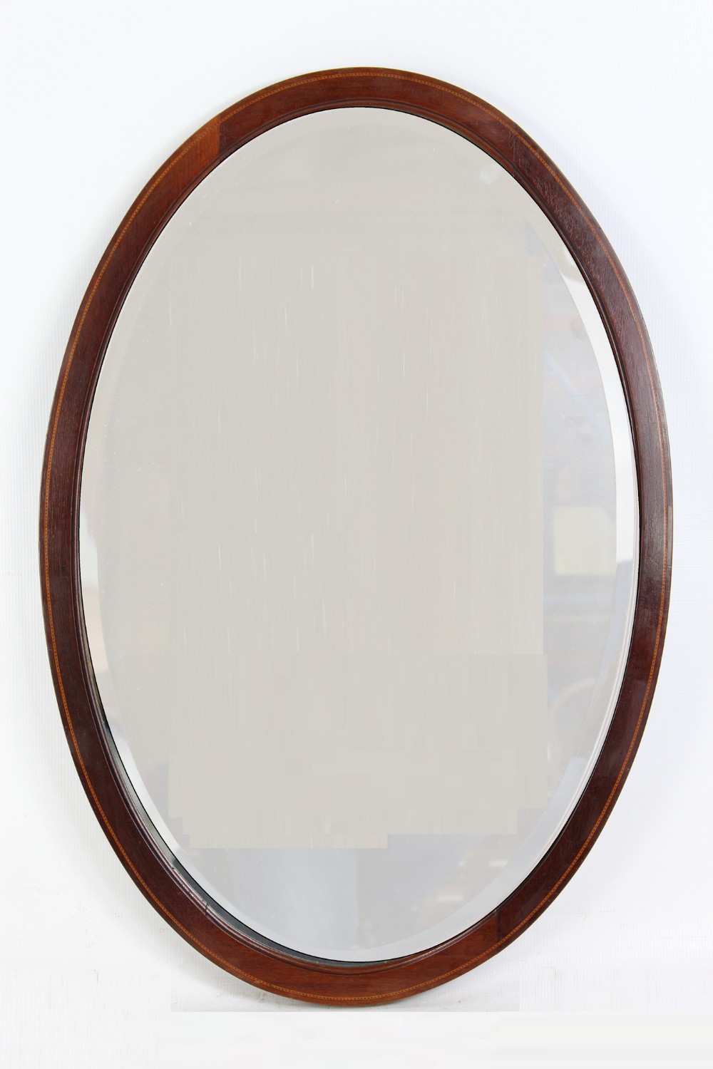 Edwardian Oval Mahogany & Inlaid Mirror