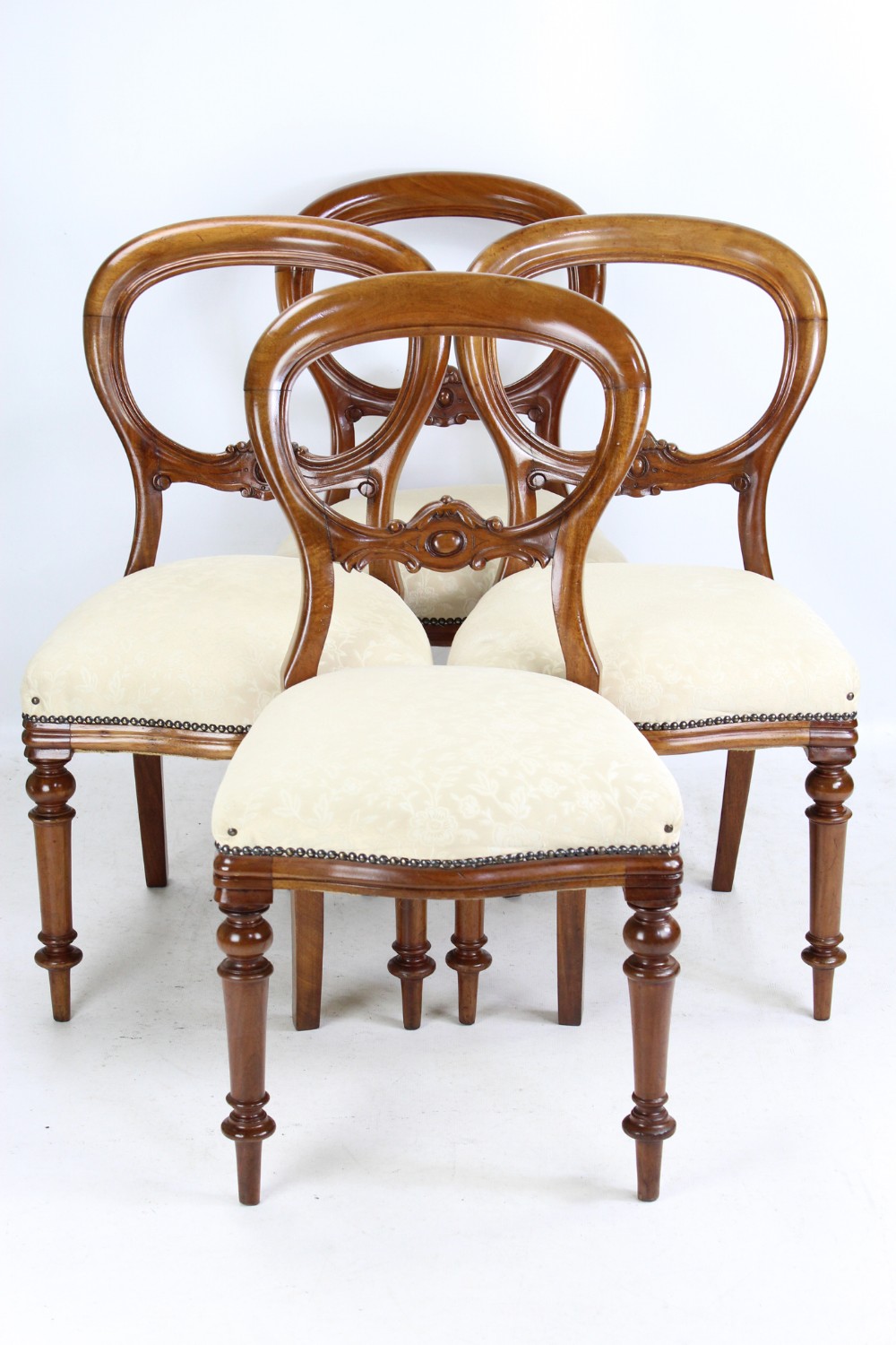 Set 4 Victorian Mahogany Balloon Back Chairs