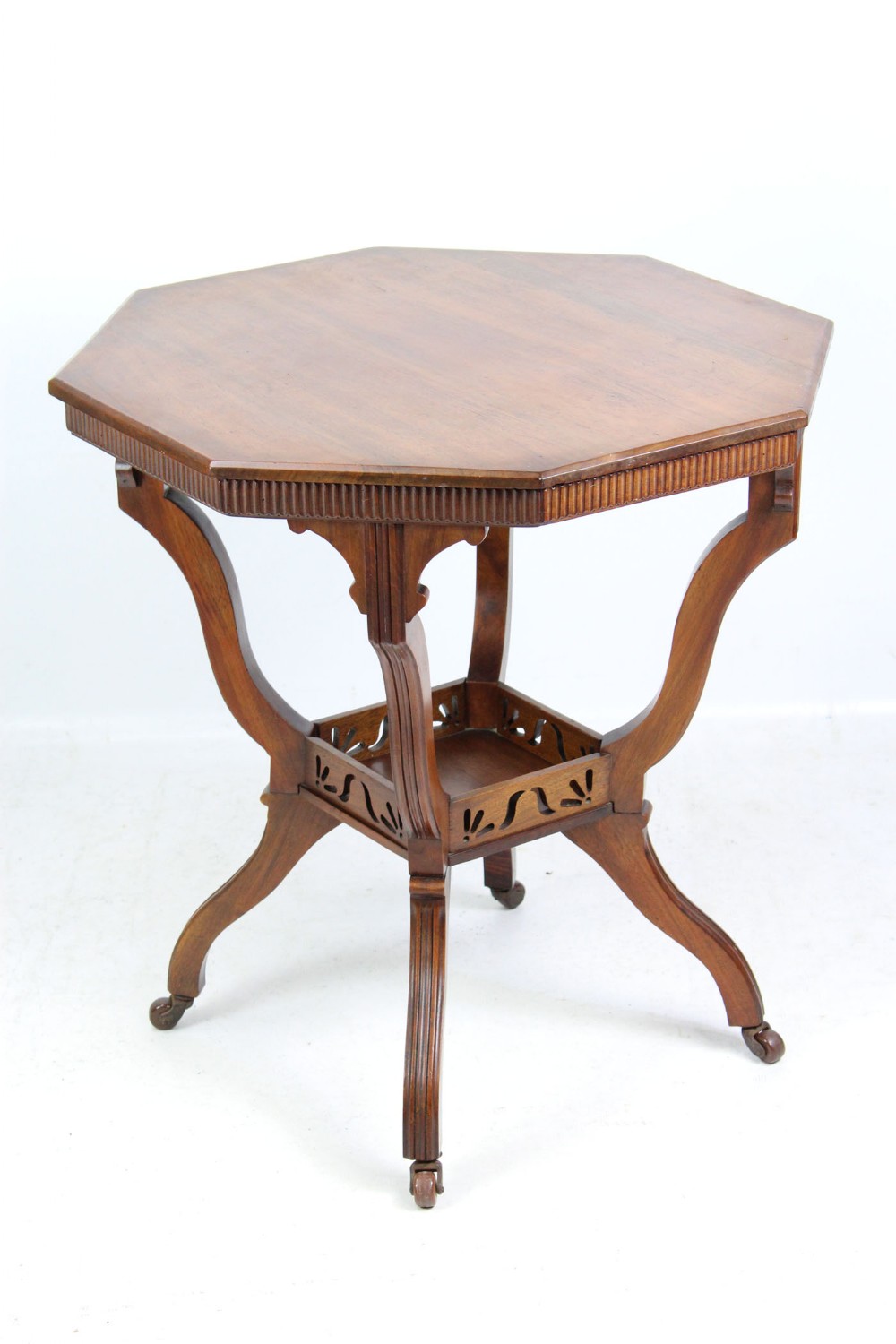Victorian Walnut Arts & Crafts Octagonal Side Table