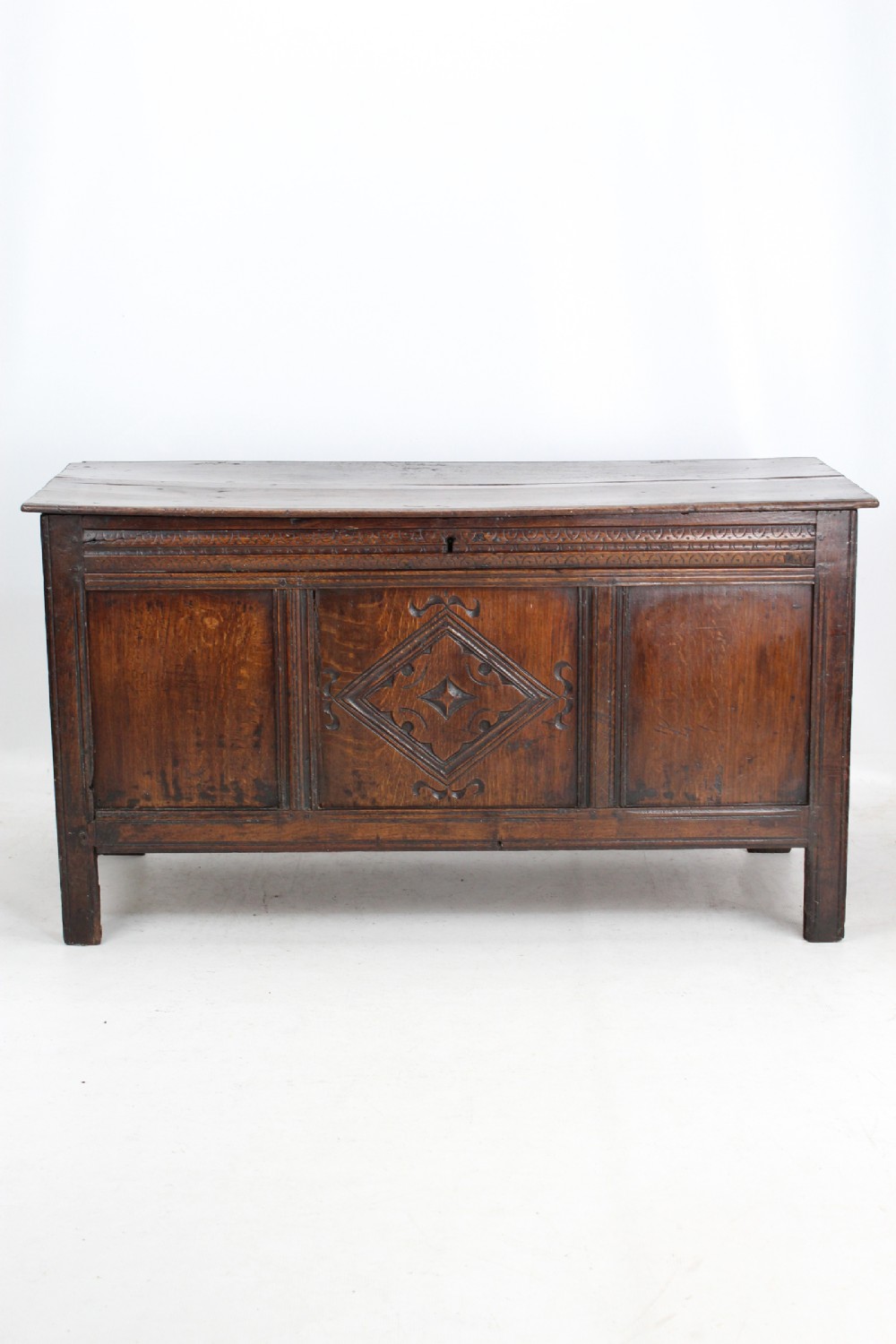 Small 17th Century Carved Oak Coffer Blanket Chest