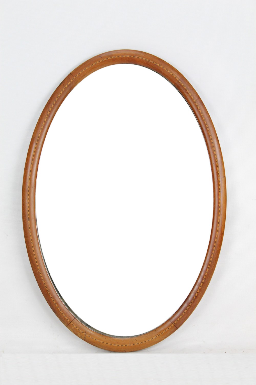 Edwardian Mahogany & Inlaid Oval Mirror