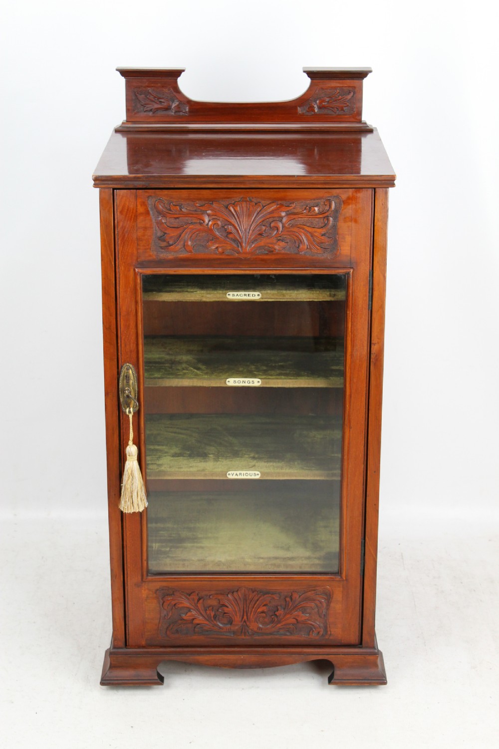 Edwardian Arts & Crafts Walnut Music Cabinet Cupboard Bookcase