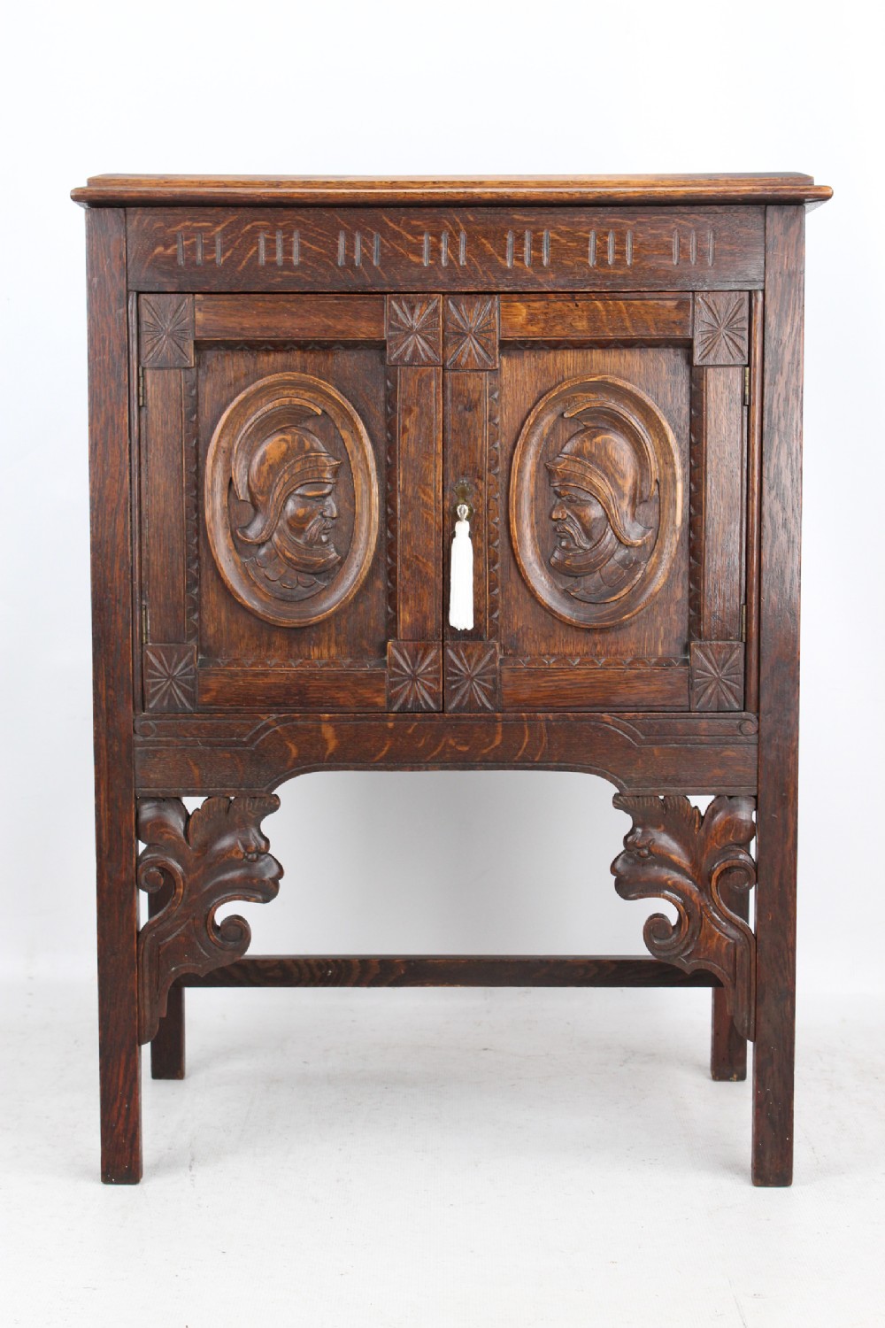 Small Antique Victorian Carved Oak Cupboard