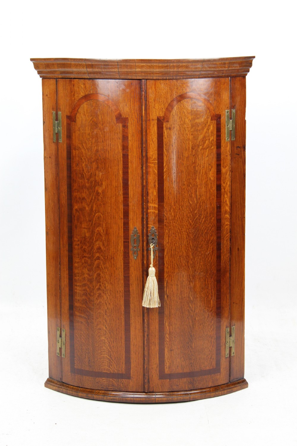 Georgian Oak Bow Front Corner Cupboard