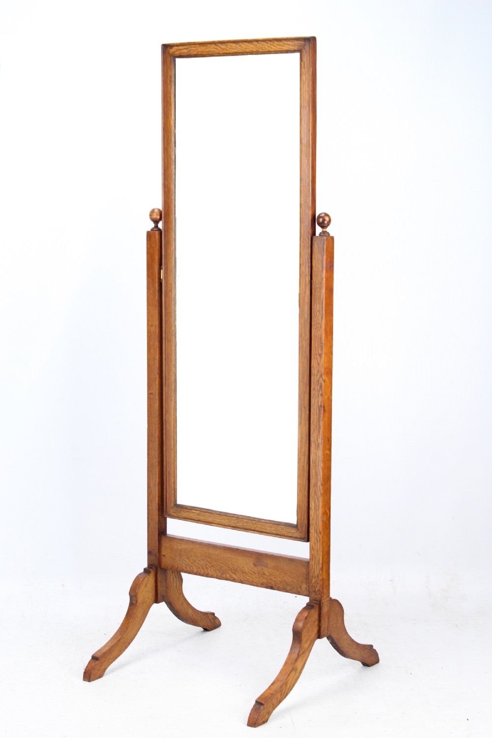 Edwardian Oak Cheval Mirror