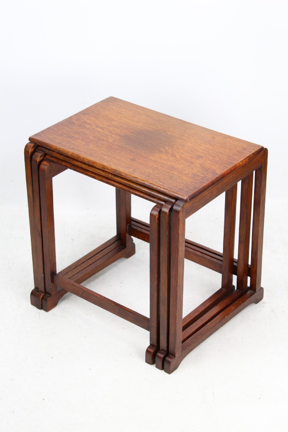 Small Art Deco Nest of 3 Oak Coffee Tables