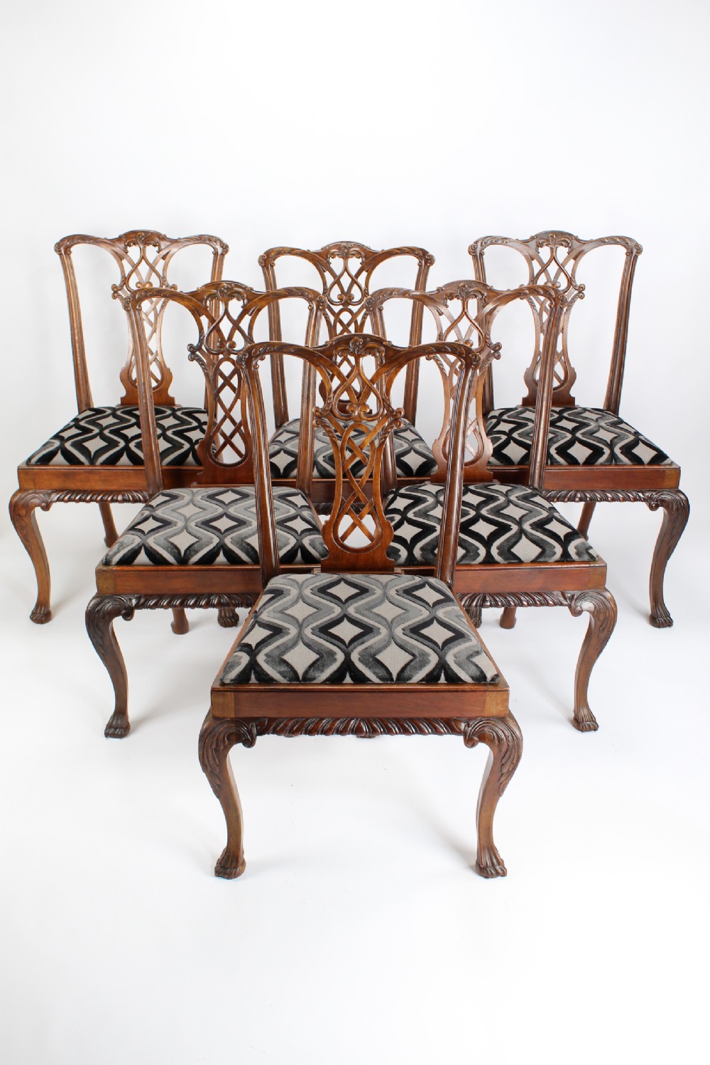 Set 6 Antique Edwardian Mahogany Chippendale Dining Chairs