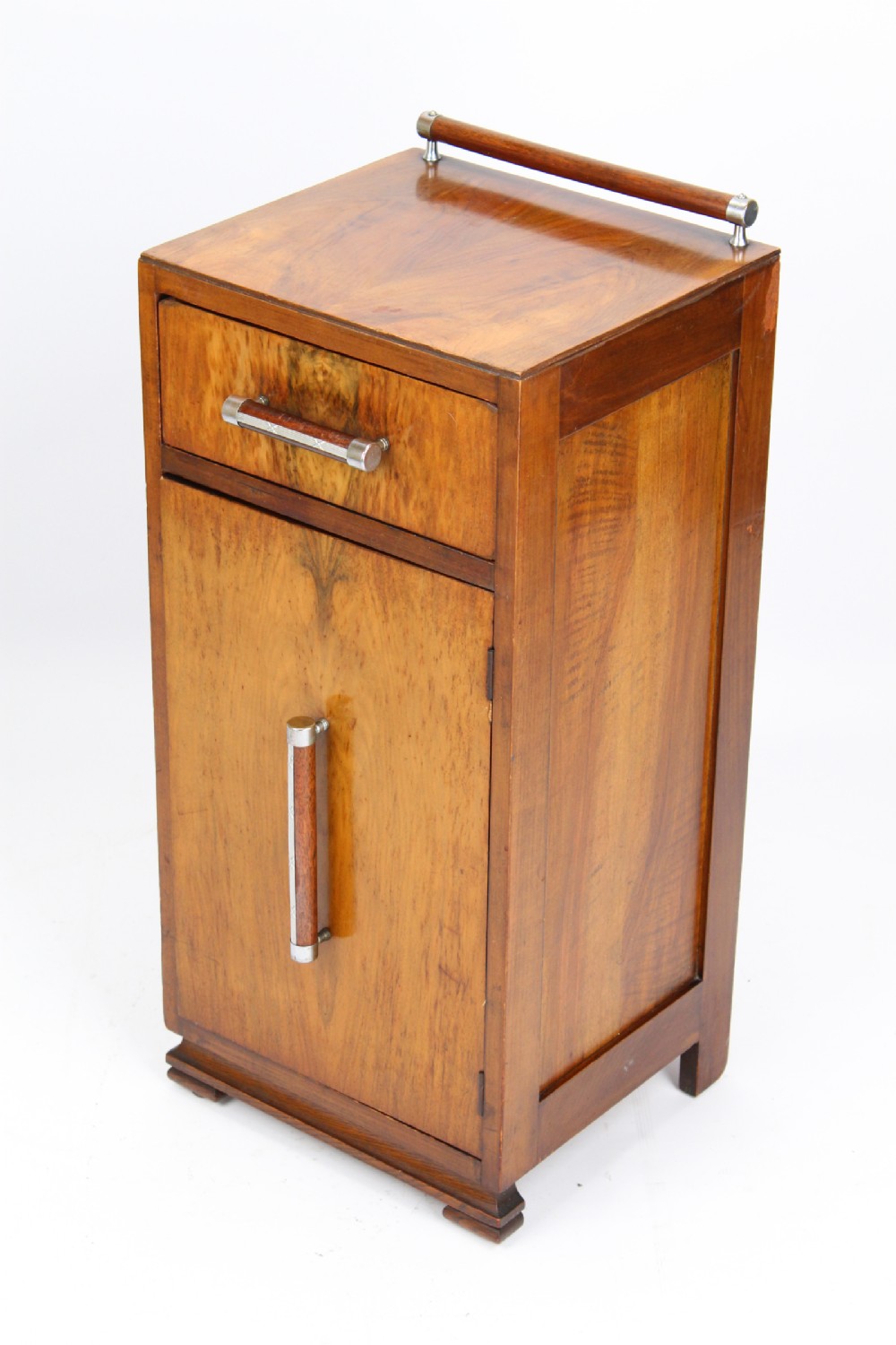 Art Deco Burr Walnut Bedside Cabinet 