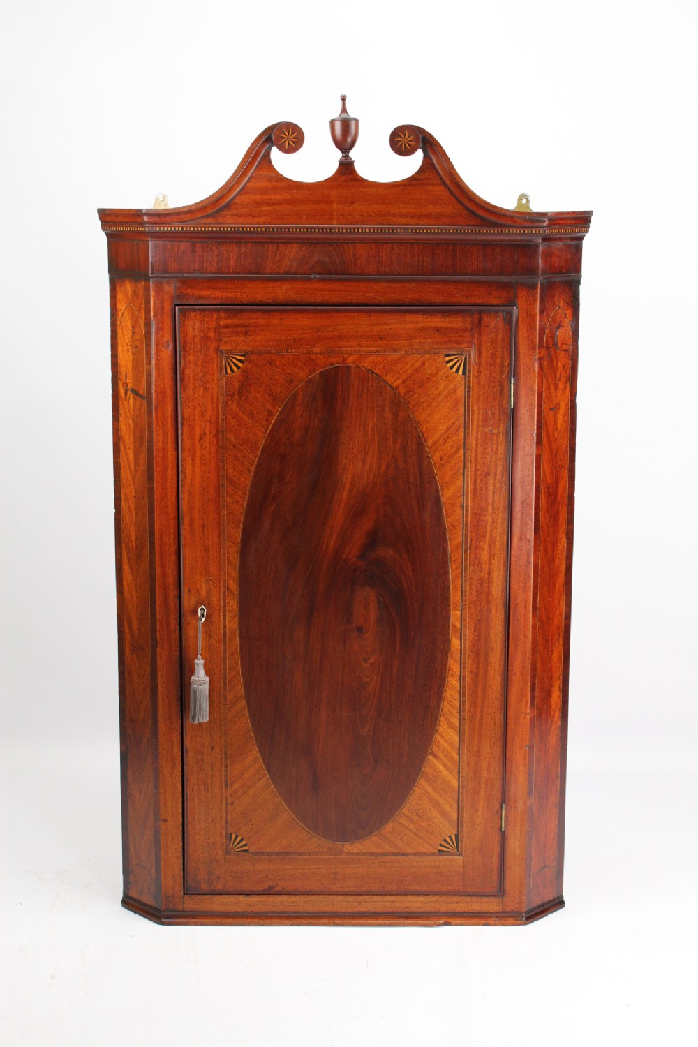 Antique Georgian Mahogany & Inlaid Corner Cupboard