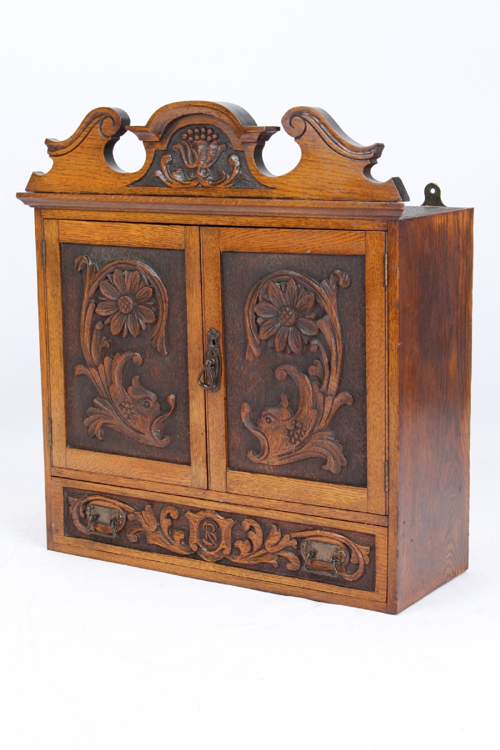 Victorian Carved Oak Hanging Cupboard or Bathroom Cabinet