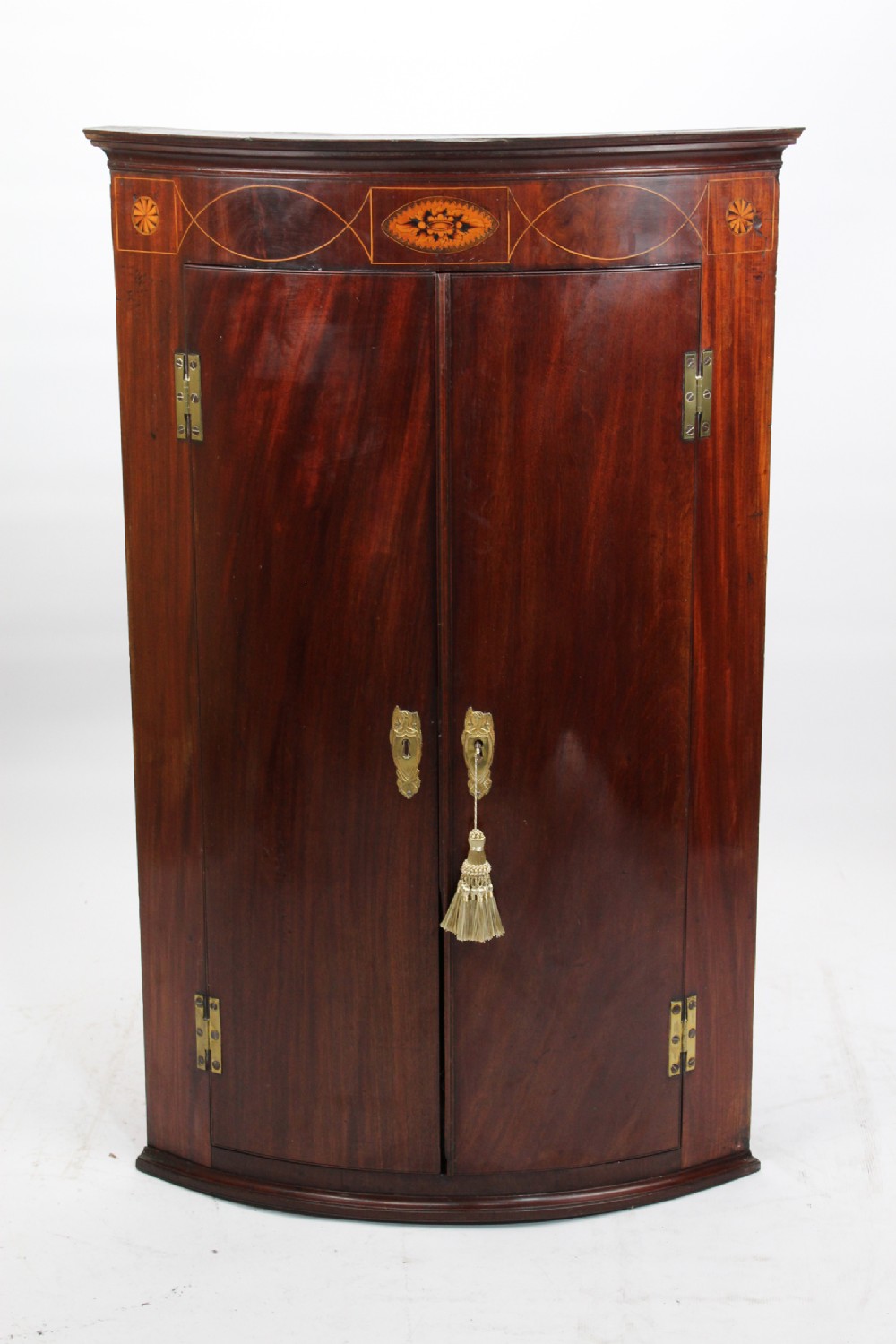 Georgian Mahogany Bow Front Corner Cupboard
