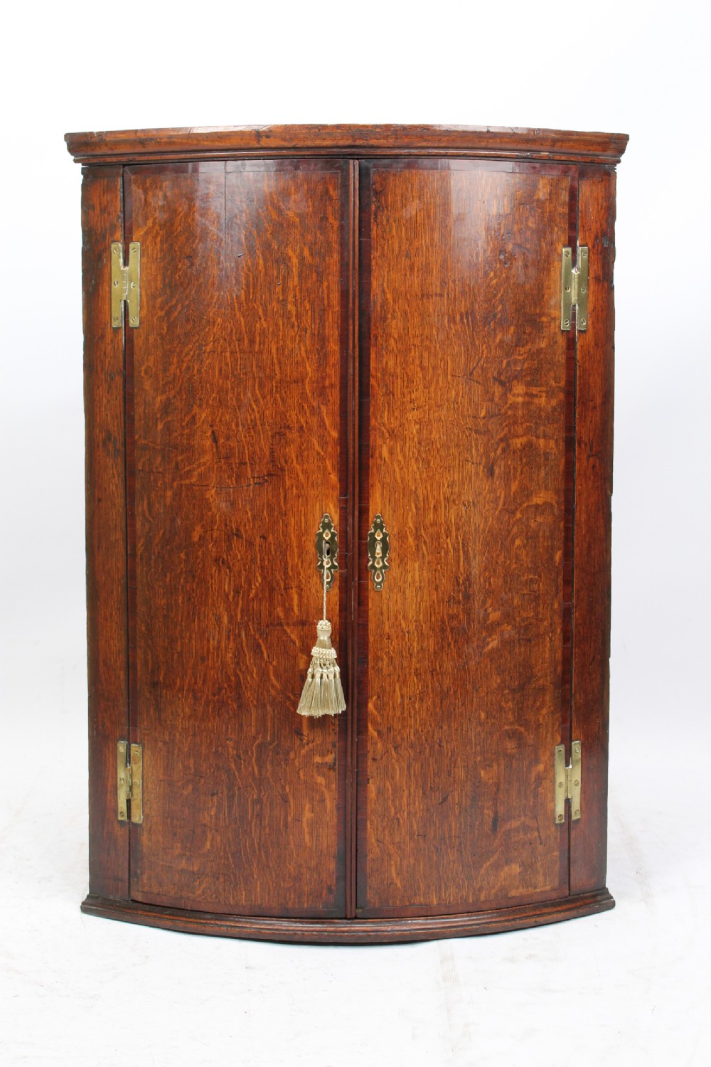Georgian Oak Bow Front Corner Cupboard