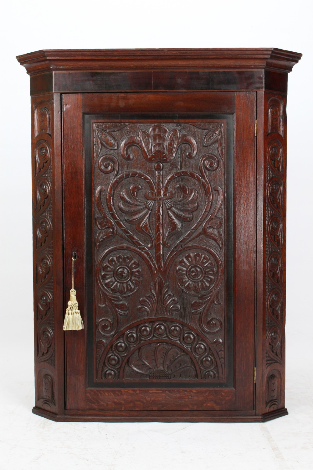 Victorian Gothic Revival Oak Corner Cupboard