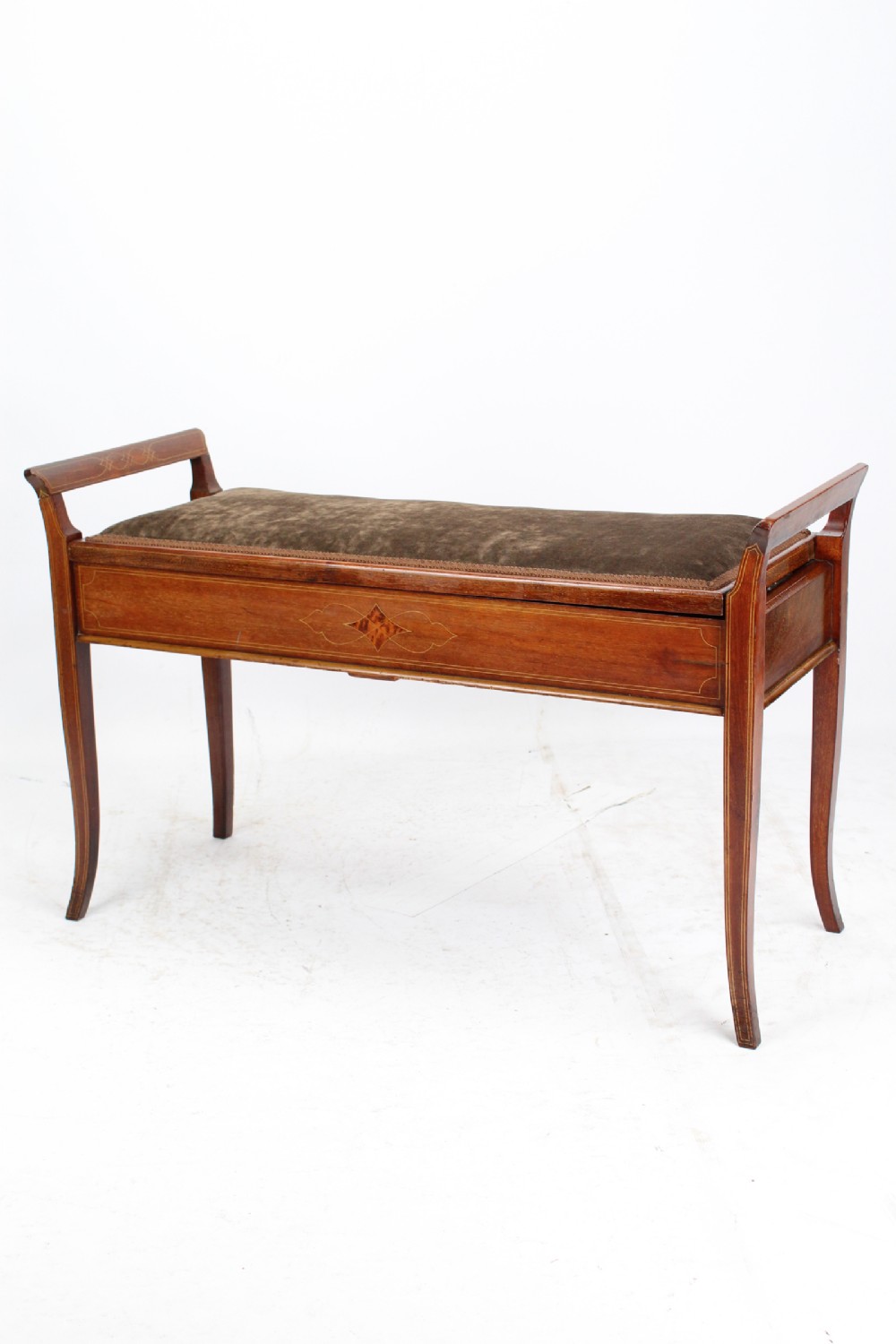 Edwardian Mahogany Inlaid Duet Piano Stool