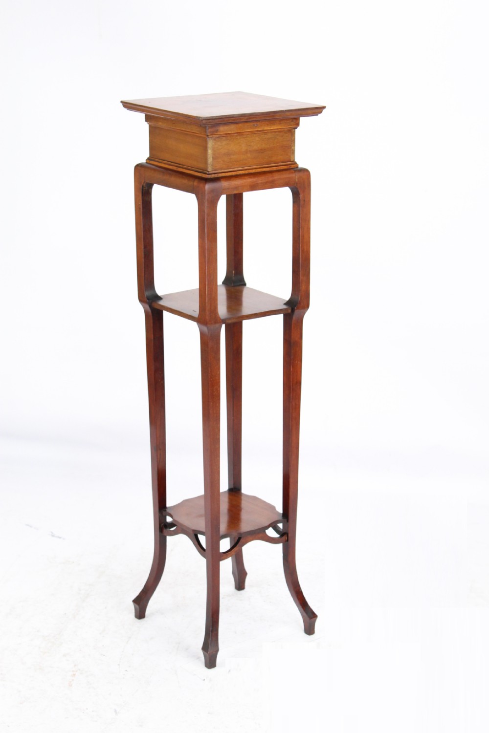 Tall Edwardian Arts and Crafts Mahogany Plant Stand Jardinier
