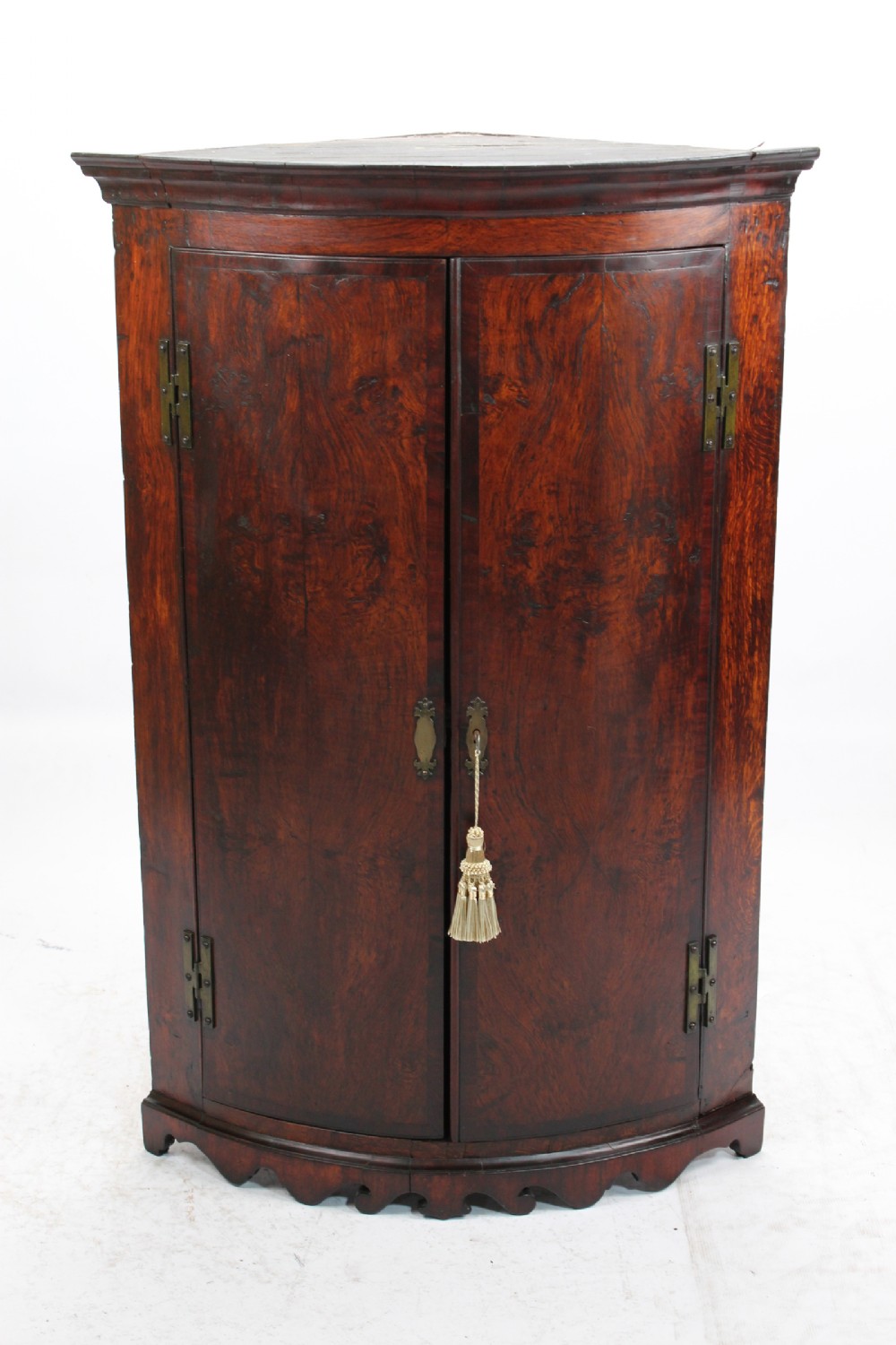 Georgian Oak Bow Front Corner Cupboard