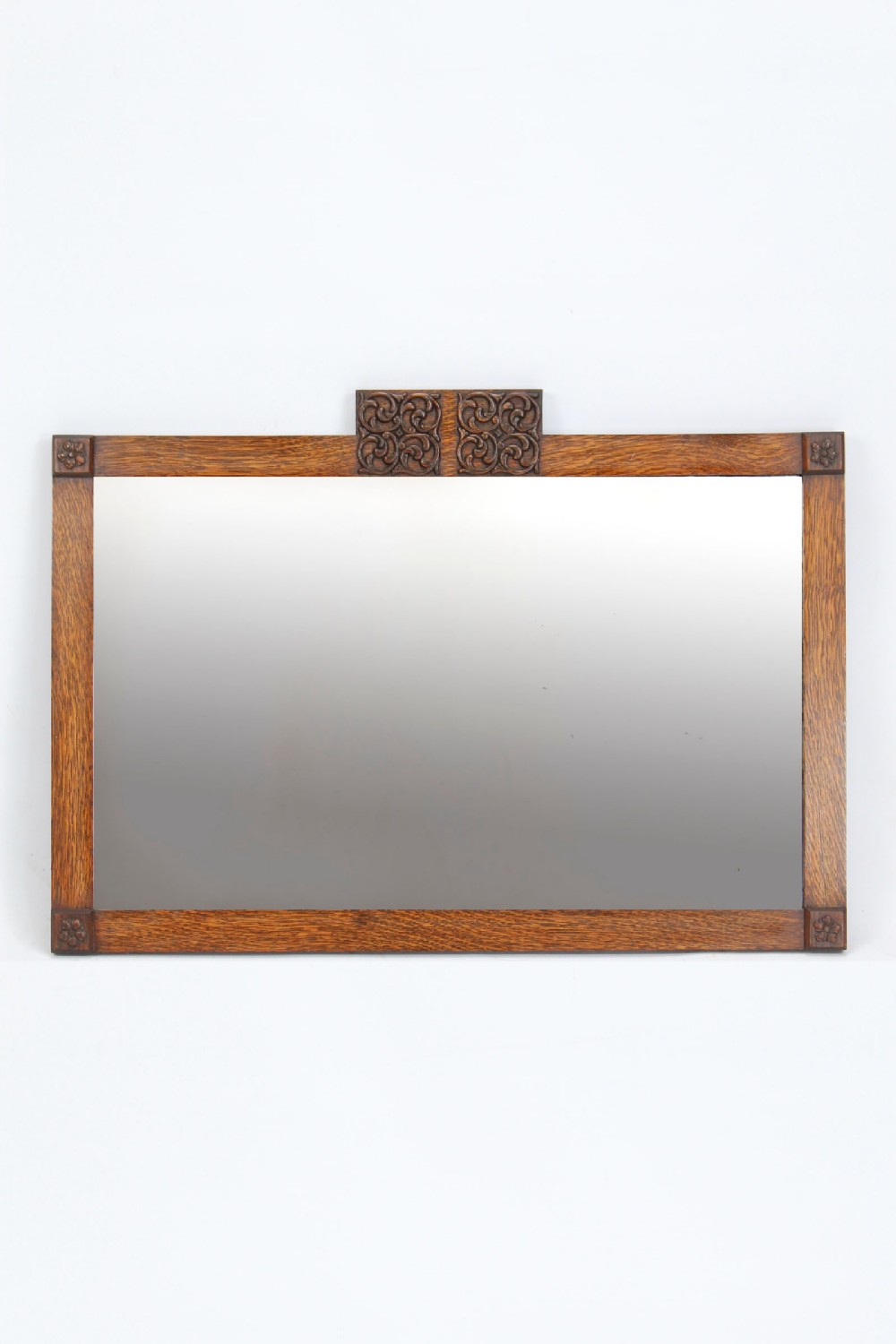 Art Deco Oak Hall Mirror Overmantle