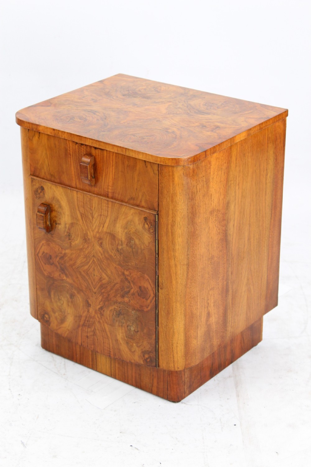 Small Art Deco Walnut Bedside Cabinet Night Table