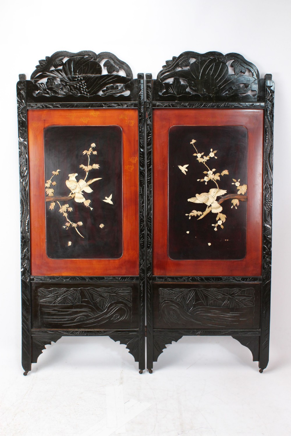 Tall Japanese Inlaid Shibayama Dressing Screen