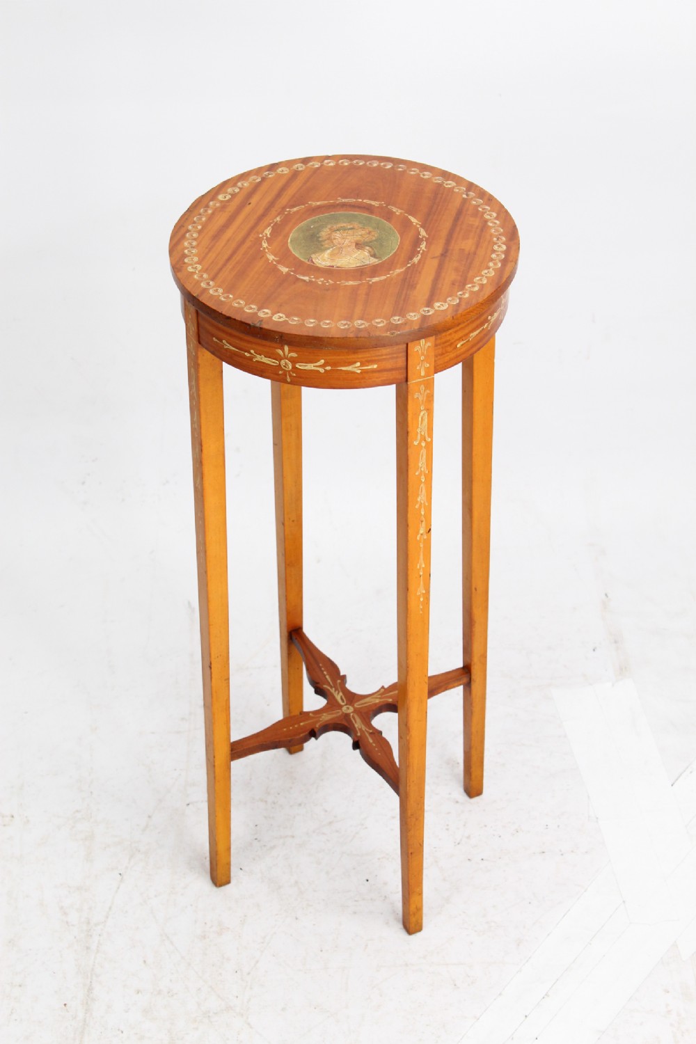 Small Edwardian Painted Satinwood Plant Stand Jardiniere