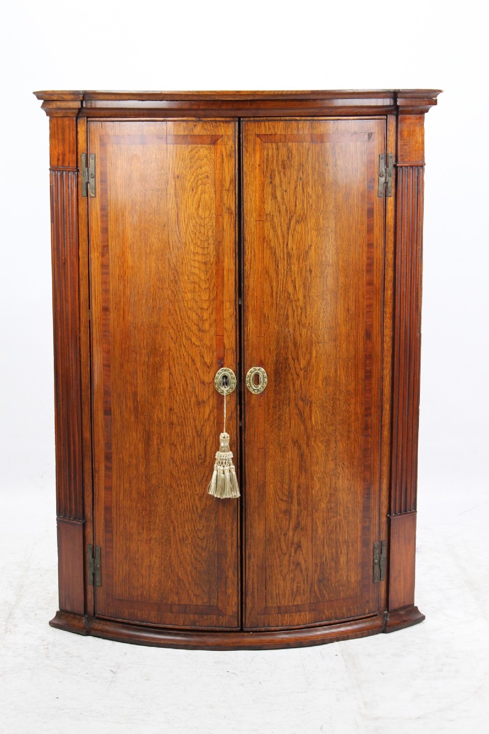 Georgian Oak Bow Front Corner Cupboard