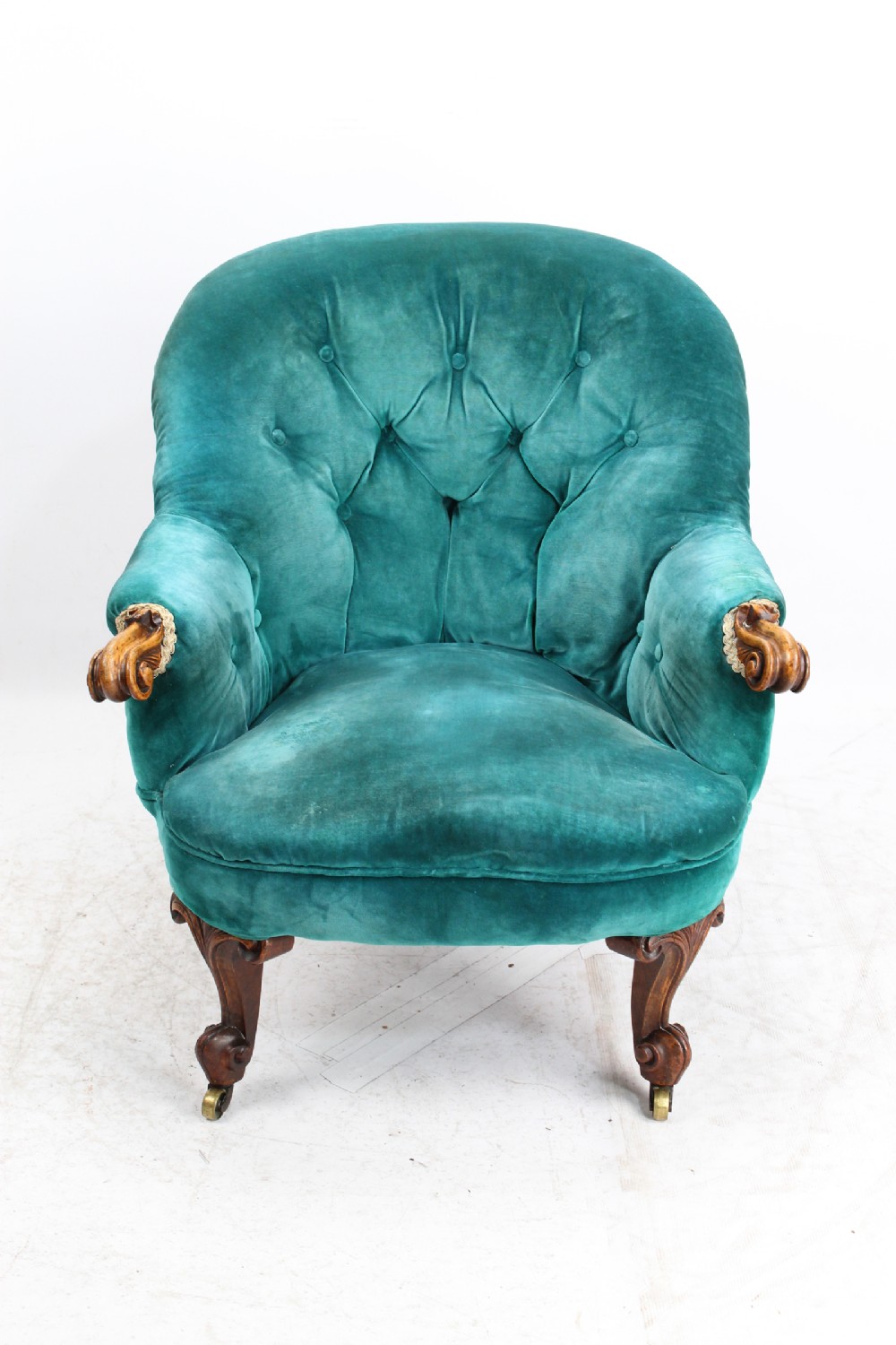 Victorian Button Back Walnut Tub Armchair