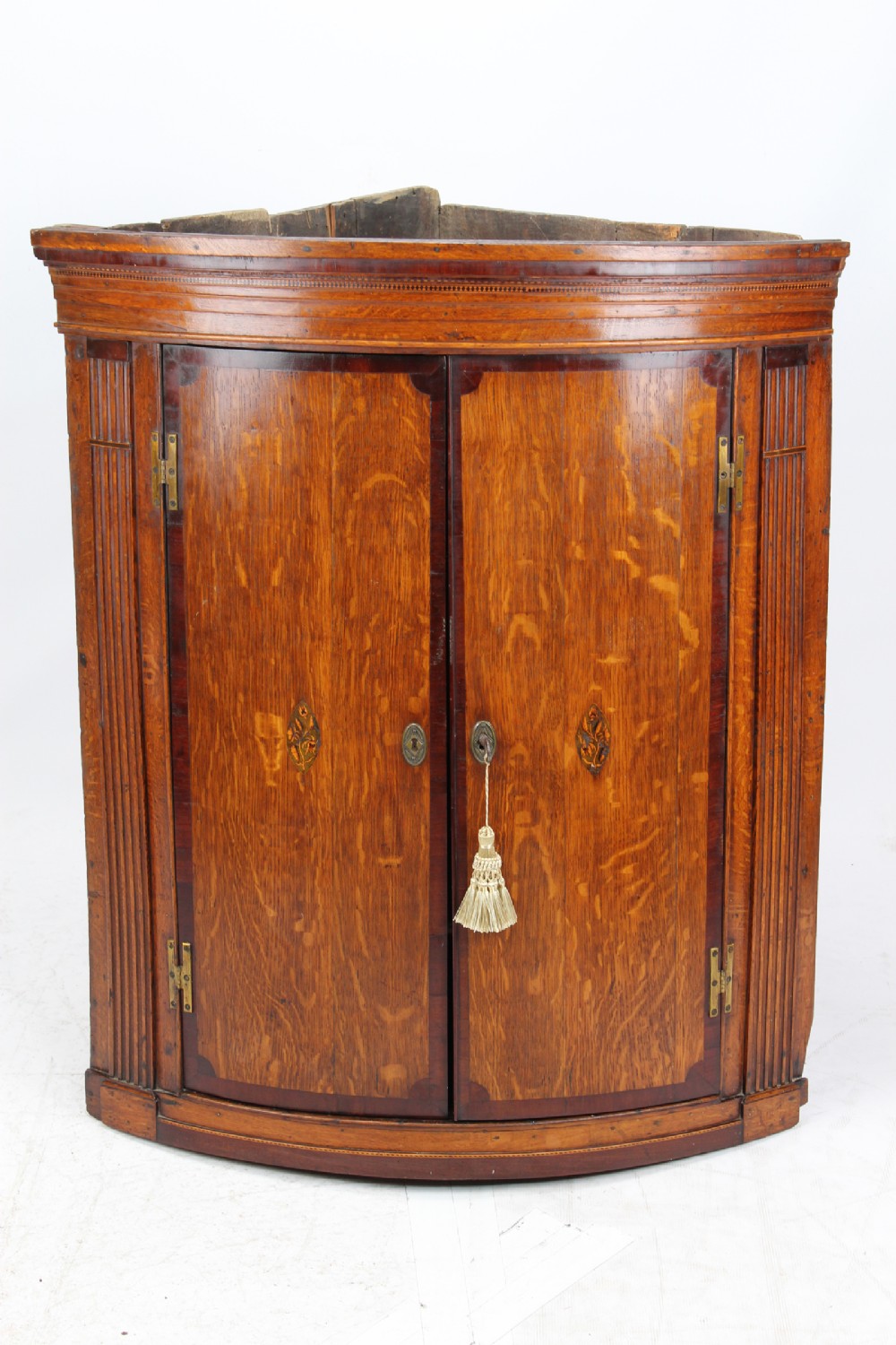 Georgian Oak Bow Front Corner Cupboard