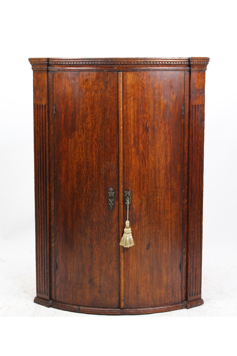 Antique Georgian Oak Bow Front Corner Cupboard