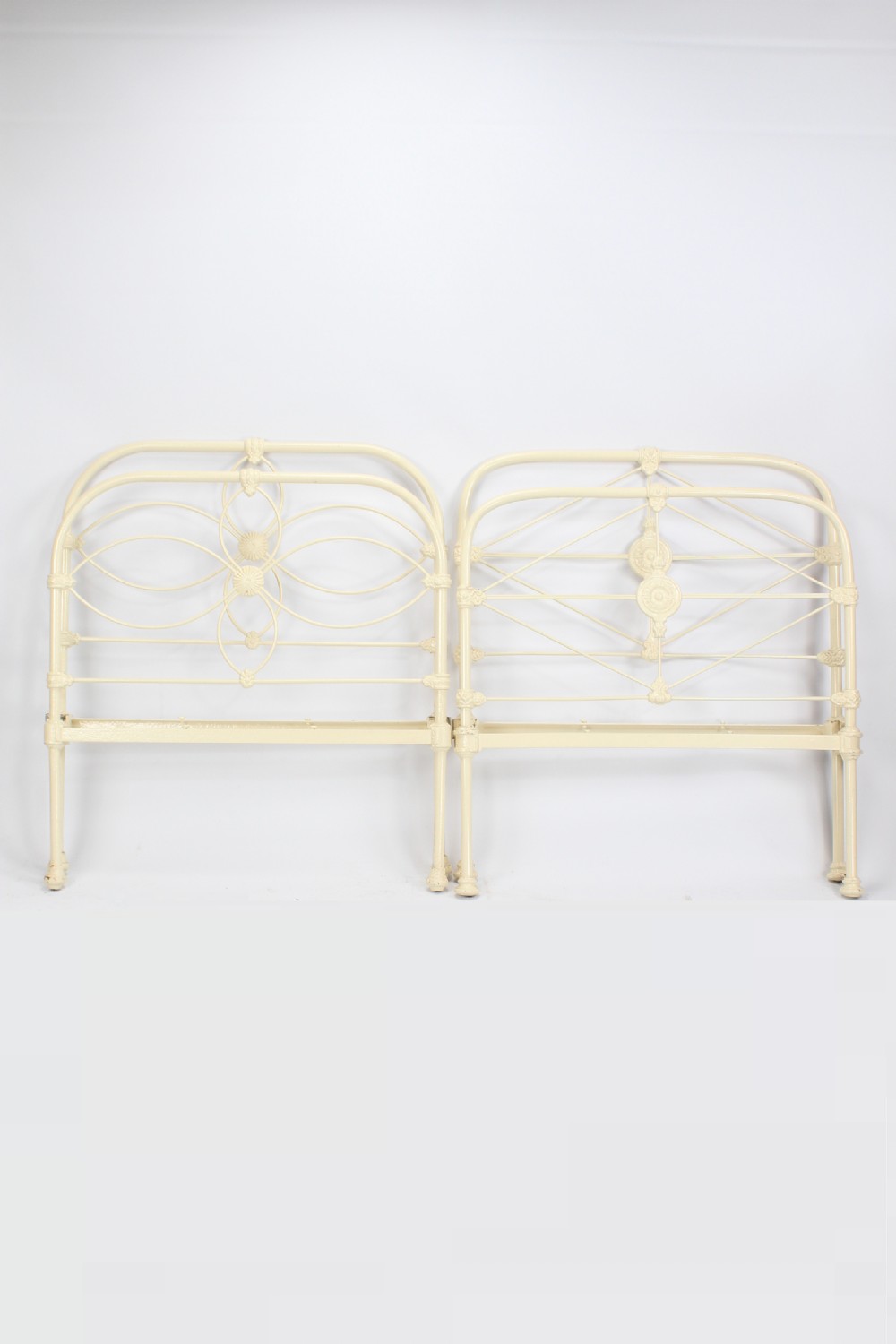 Pair of Victorian Cream Iron Single Beds