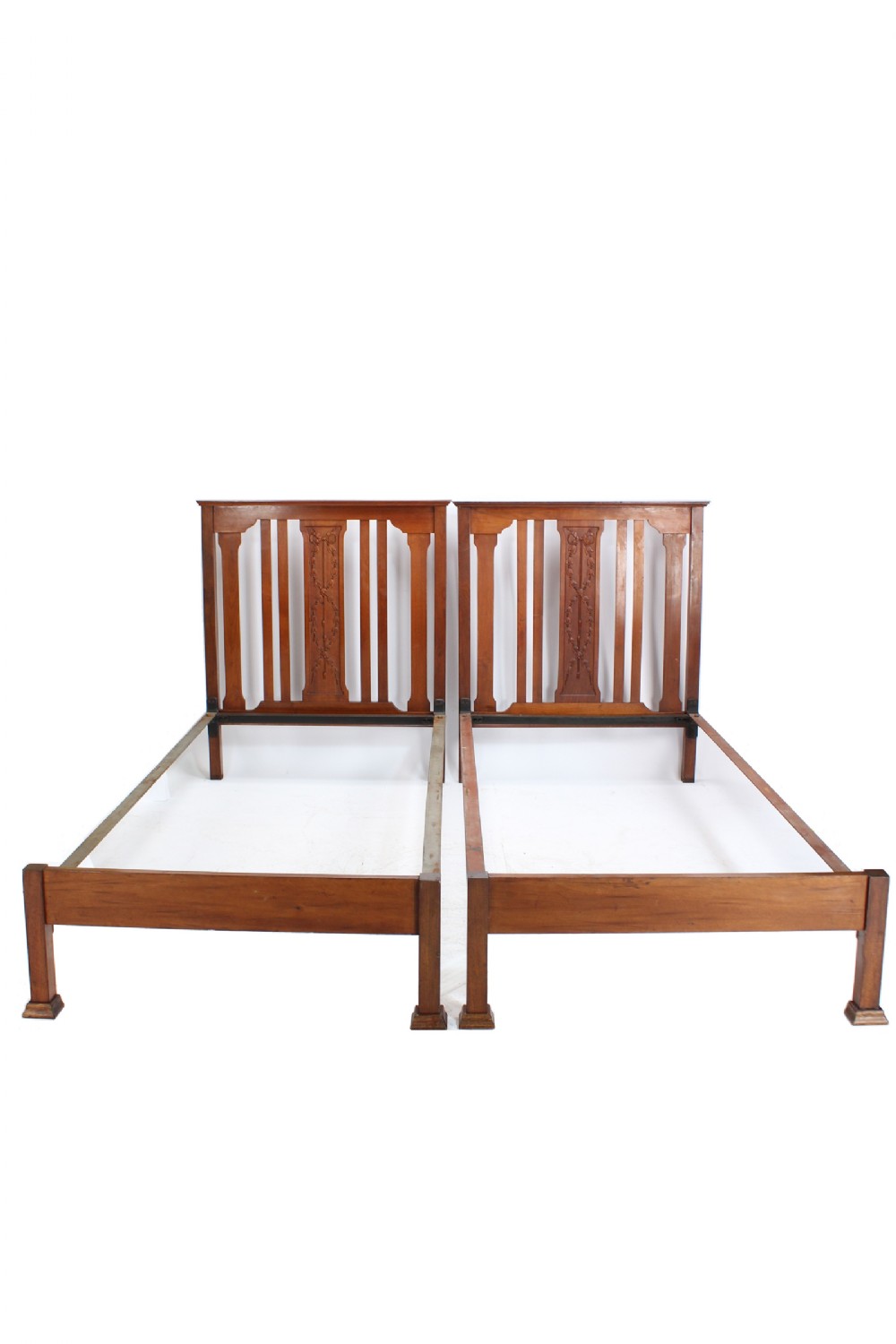 Pair of Edwardian Walnut Single Beds