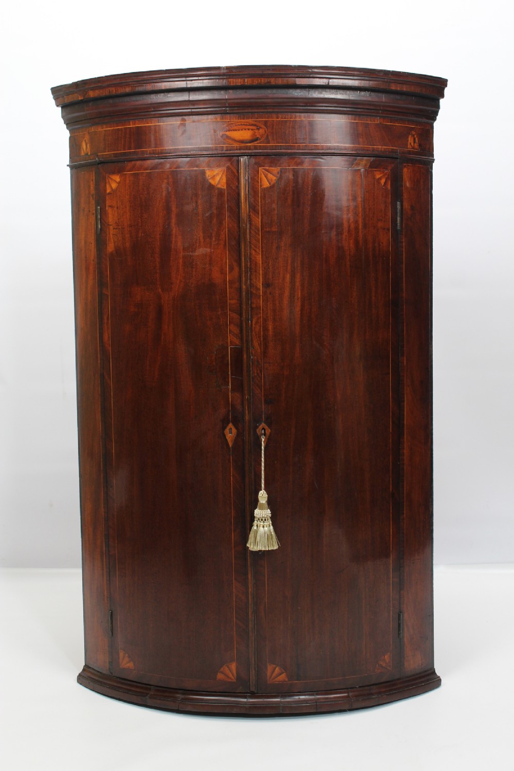 Georgian Mahogany Bow Front Corner Cupboard