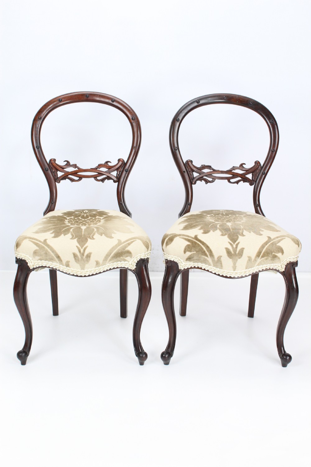 Pair of Victorian Rosewood Balloon Back Chairs