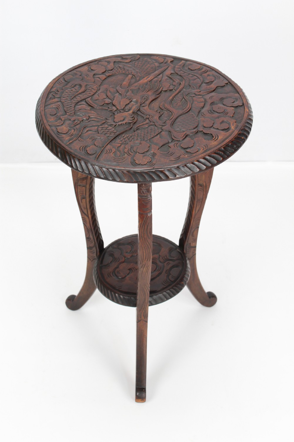 Edwardian Dragon Carved Japanese Tripod Table
