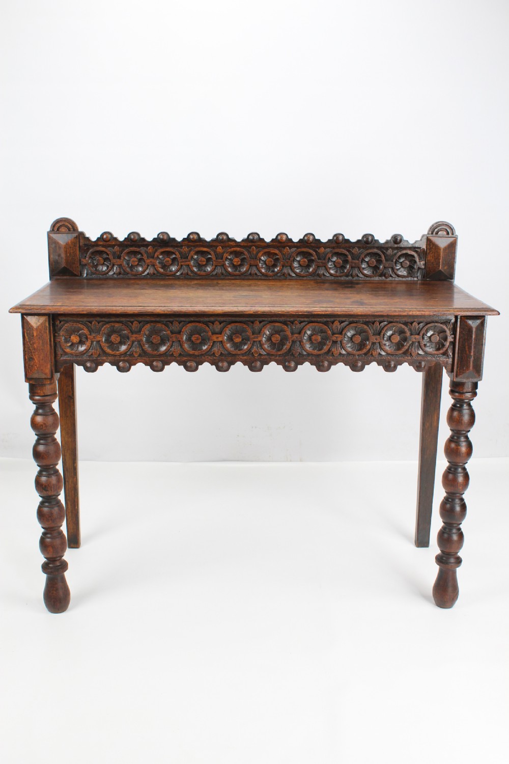 Antique Victorian Gothic Oak Hall Table