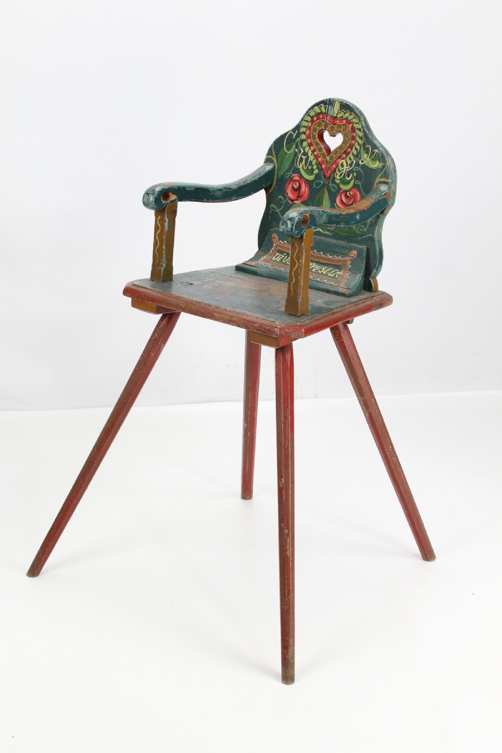 Victorian Folk Painted Childs High Chair