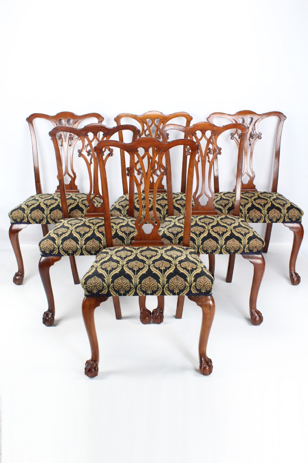 Set 6 Antique Edwardian Mahogany Chippendale Chairs
