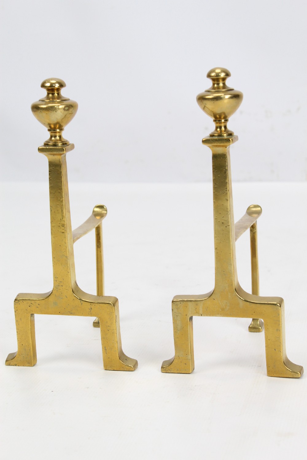 Pair Edwardian Brass Fire Dogs