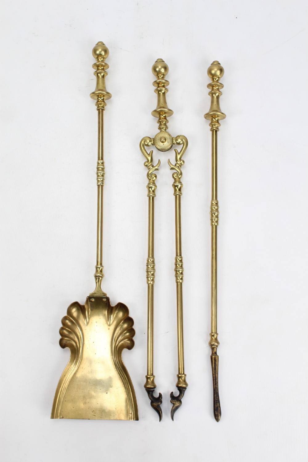 Set Victorian Brass Fire Irons
