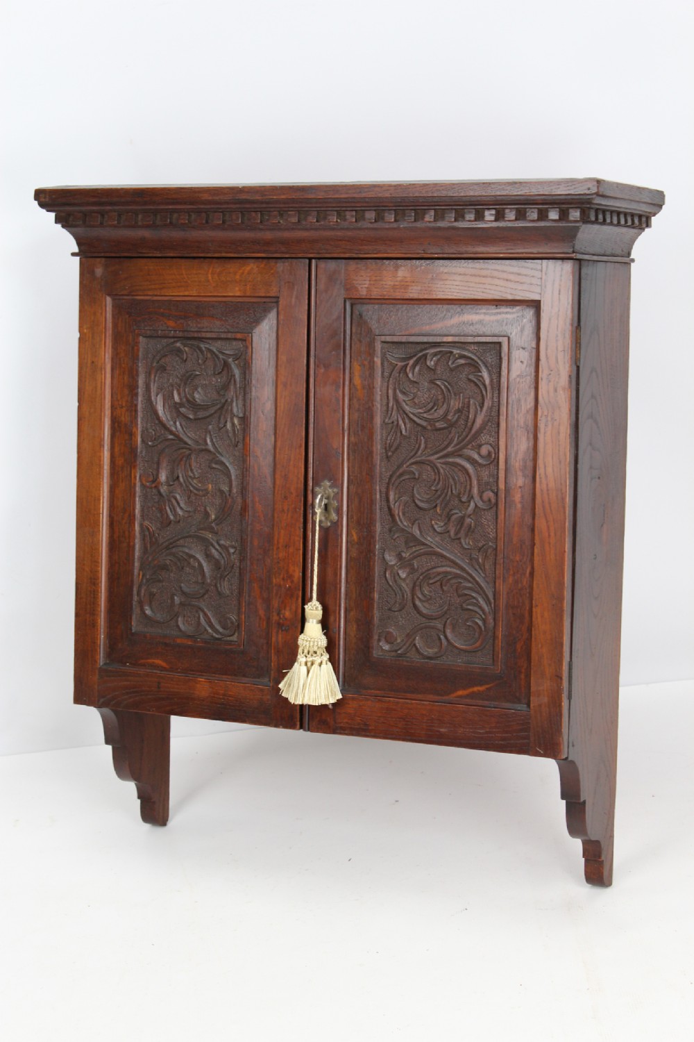 Victorian Carved Oak Hanging Cupboard