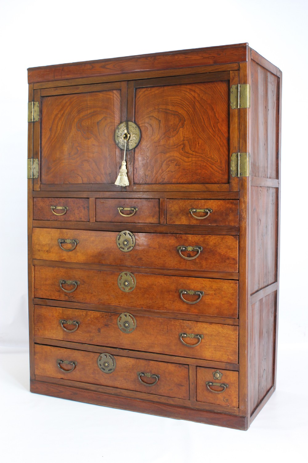 Antique Japanese Elm Tansu Chest of Drawers