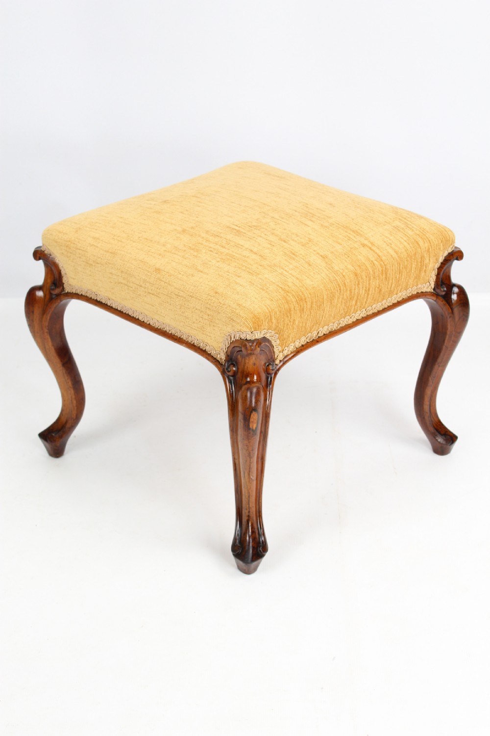 Victorian Walnut Stool with Cabriole Legs
