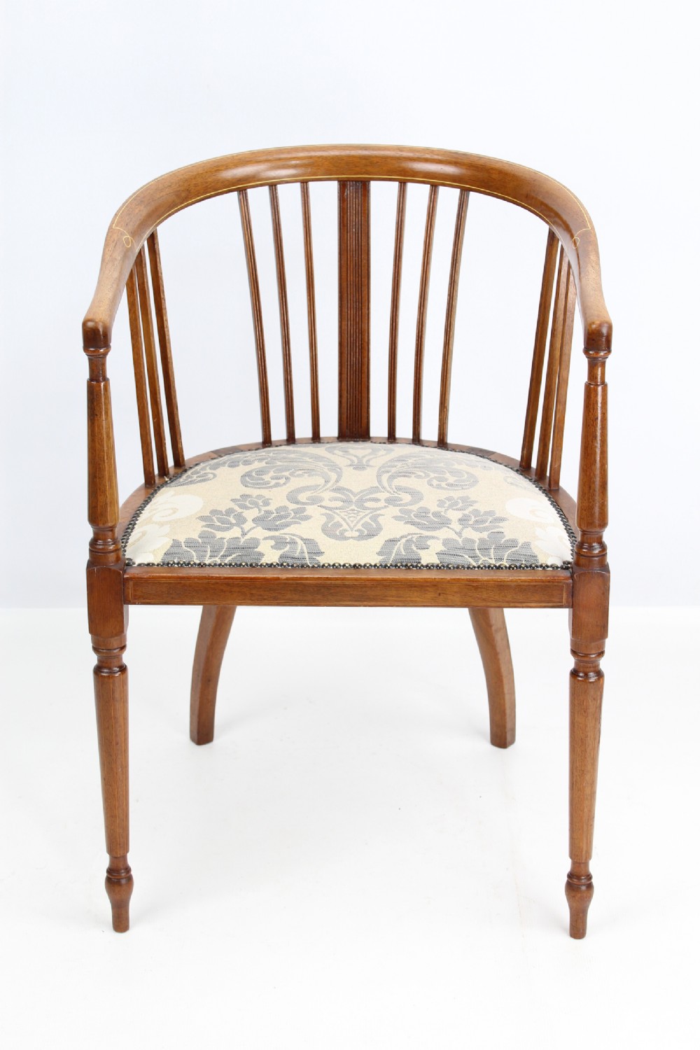 Edwardian Mahogany & Inlaid Tub Chair