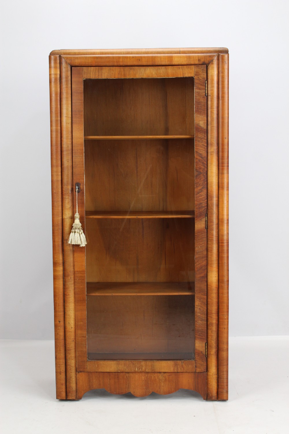 Slim Art Deco Walnut Bookcase