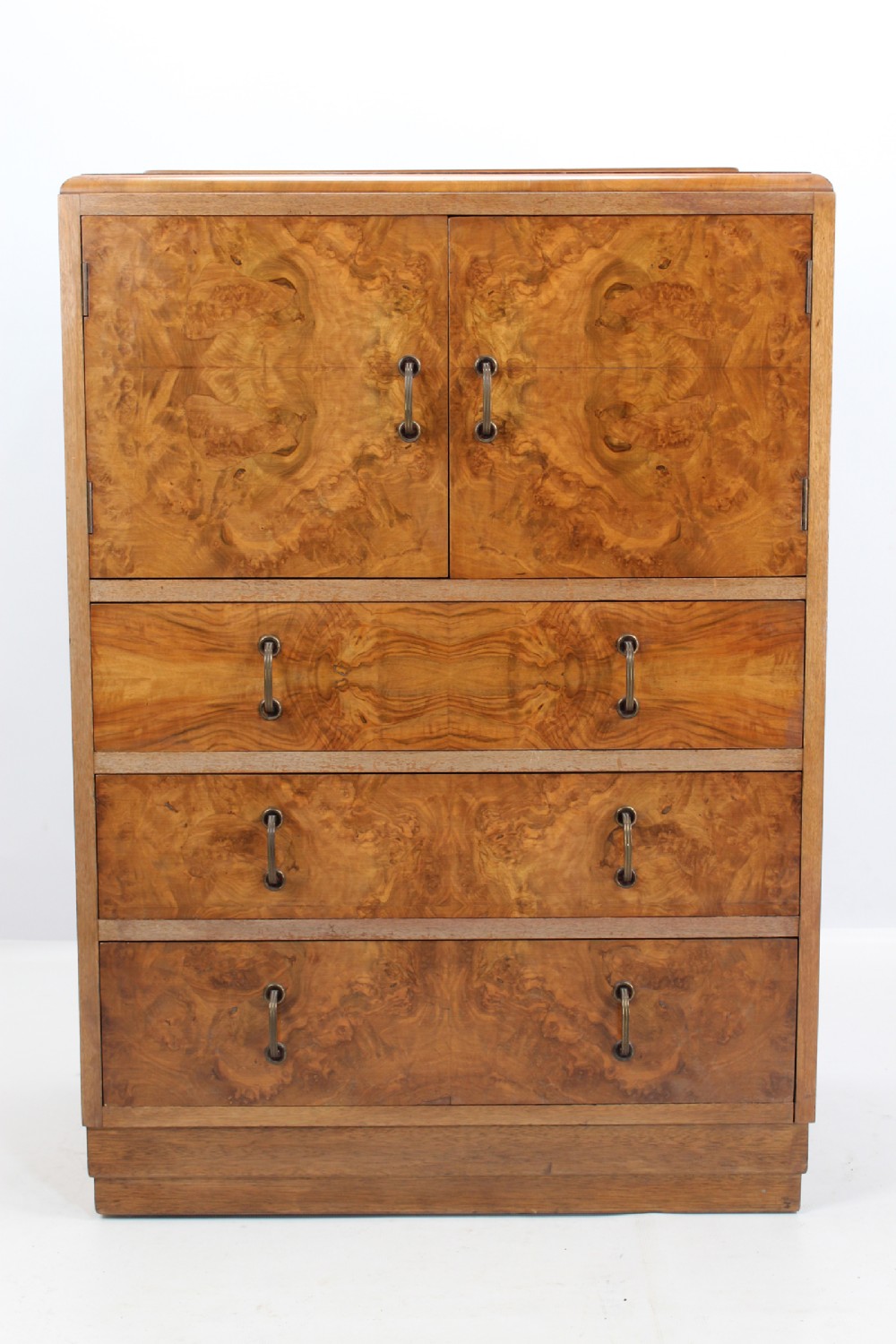 Art Deco Burr Walnut Tallboy Chest Drawers